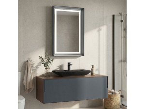 "Craft 120" Vanity Set with Mirror (2-Piece) - 120 x 50 x 40 cm - Walnut / Anthracite 2