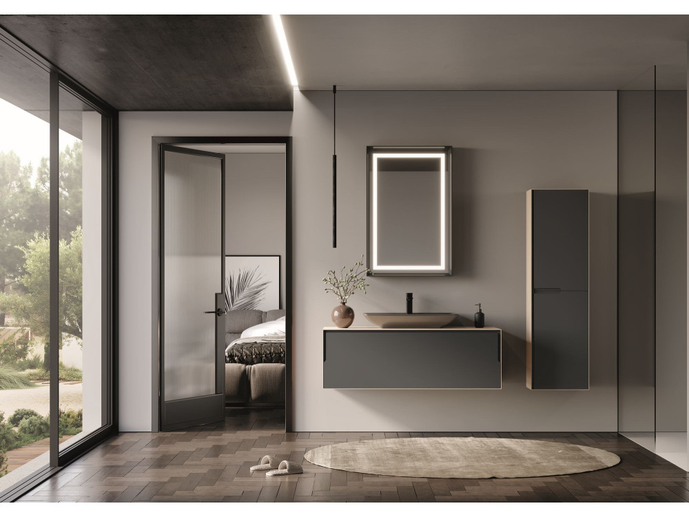"Craft 60 x 90 v2" Decorative Wooden Mirror - 60 x 10 x 90 cm - Matte Anthracite