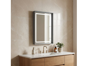 "Craft 60 x 90 v2" Decorative Wooden Mirror - 60 x 10 x 90 cm - Matte Gray 2