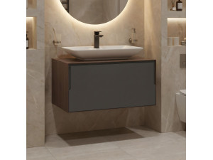 "Craft 80" Vanity Cabinet - 80 x 50 x 40 cm - Walnut / Anthracite 2