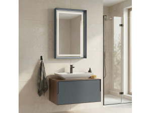 "Craft 80" Vanity Set with Mirror (2-Piece) - 60 x 50 x 40 cm - Walnut / Anthracite / White 2