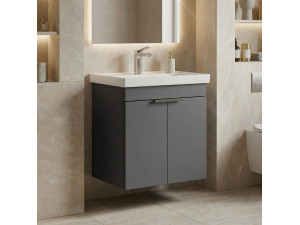 "Desna 50" Vanity Cabinet - 50 x 38 x 58 cm - Matte Anthracite 2