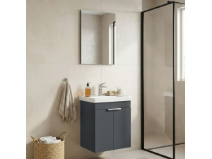 "Desna 50" Vanity Set with Mirror (2-Piece) - 50 x 38 x 58 cm - Matte Anthracite 2