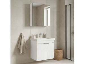 "Desna 60" Vanity Set with Mirror (2-Piece) - 60 x 45 x 58 cm - Matte White 2