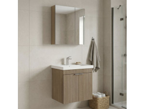"Desna 60" Vanity Set with Mirror (2-Piece) - 60 x 45 x 58 cm - Oak 2