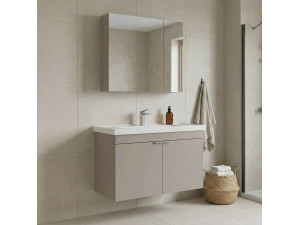 "Desna 80" Vanity Set with Mirror (2-Piece) - 80 x 45 x 58 cm - Sand 2