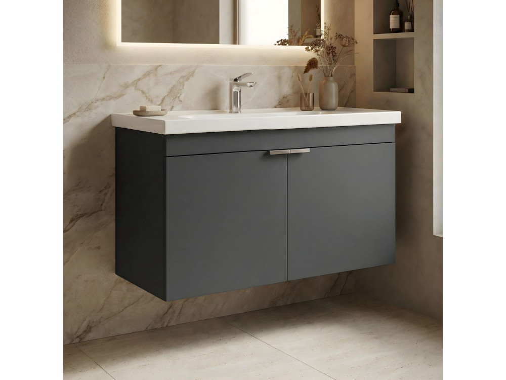 "Desna 90" Vanity Cabinet - 90 x 45 x 58 cm - Matte Anthracite