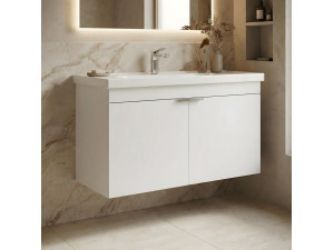 "Desna 90" Vanity Cabinet - 90 x 45 x 58 cm - Matte White 2