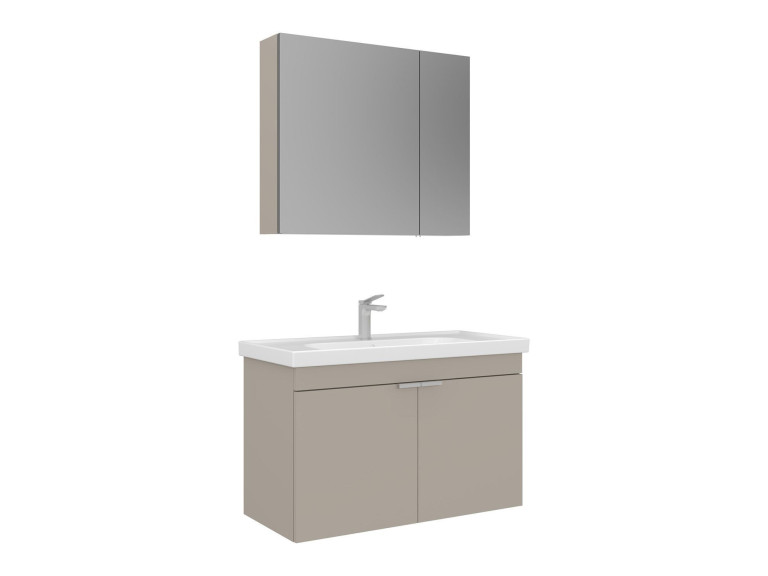 "Desna 90" Vanity Set with Mirror (2-Piece) - 90 x 45 x 58 cm - Sand