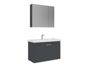 "Desna 90" Vanity Set with Mirror (2-Piece) - 90 x 45 x 58 cm - Matte Anthracite
