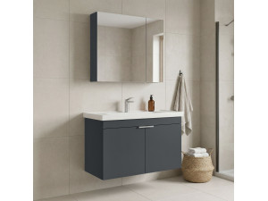 "Desna 90" Vanity Set with Mirror (2-Piece) - 90 x 45 x 58 cm - Matte Anthracite 2