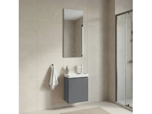 "Ferla 40" Vanity Set with Mirror (2-Piece) - 40 x 22 x 50 cm - Matte Gray 2