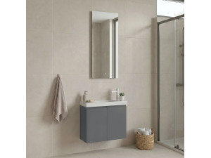 "Ferla 60" Vanity Set with Mirror (2-Piece) - 60 x 22 x 50 cm - Matte Gray 2