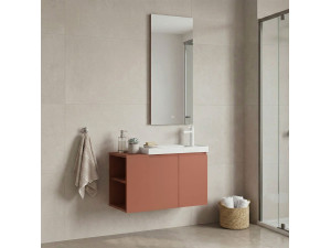 "Ferla 80" Vanity Set with Mirror (2-Piece) - 80 x 22 x 45 cm - Matte Cinnamon 2