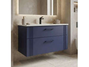 "Bari 100 v2" Vanity Cabinet - 100 x 45 x 55 cm - Matte Navy Blue 2