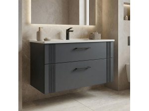 "Bari 100 v2" Vanity Cabinet - 100 x 45 x 55 cm - Matte Anthracite 2