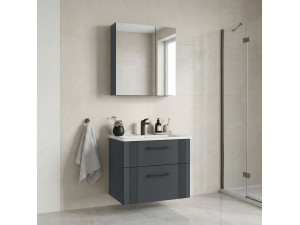 "Bari 65 v2" Vanity Set with Mirror (2-Piece) - 65 x 45 x 55 cm - Matte Anthracite 2