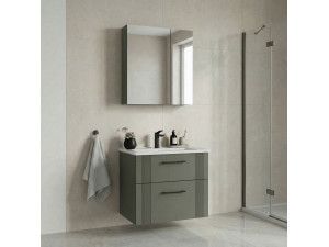 "Bari 65 v2" Vanity Set with Mirror (2-Piece) - 65 x 45 x 55 cm - Matte Green 2