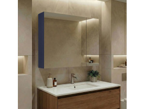 "Bari 80" Bathroom Cabinet with Mirror - 75 x 16 x 66 cm - Matte Navy Blue 2