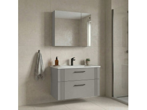 "Bari 85 v2" Vanity Set with Mirror (2-Piece) - 85 x 45 x 55 cm - Matte Cashmere 2