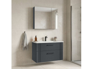 "Bari 85 v2" Vanity Set with Mirror (2-Piece) - 85 x 45 x 55 cm - Matte Anthracite 2