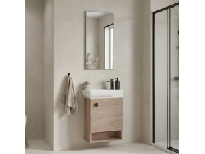 "Begonya 55" Vanity Set with Mirror (2-Piece) - 53 x 33 x 75 cm - Oak 2