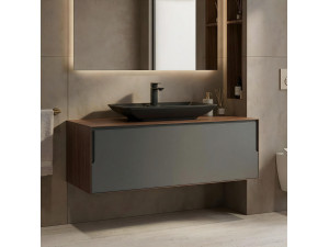 "Craft 120" Vanity Cabinet - 120 x 50 x 40 cm - Walnut / Anthracite 2