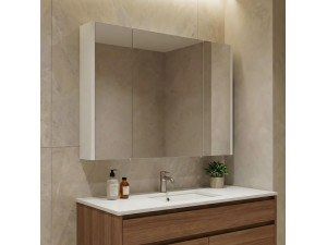 "Arno 100" Bathroom Cabinet with Mirror - 100 x 16 x 66 cm - White 2