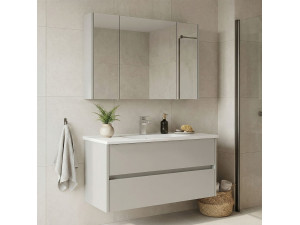 "Arno 100" Vanity Set with Mirror (2-Piece) - 100 x 45 x 52 cm - Cashmere 2