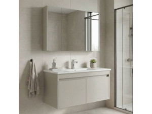 "Arno 100" Vanity Set with Mirror (2-Piece) - 100 x 45 x 52 cm - Cashmere 2