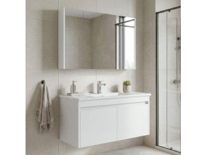 "Arno 100" Vanity Set with Mirror (2-Piece) - 100 x 45 x 52 cm - White 2