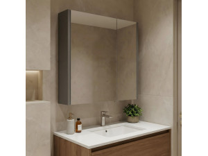 "Arno 60" Bathroom Cabinet with Mirror - 60 x 16 x 66 cm - Gray / Anthracite 2