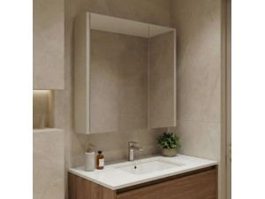 "Arno 60" Bathroom Cabinet with Mirror - 60 x 16 x 66 cm - Cashmere 2