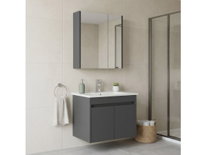 "Arno 65" Vanity Set with Mirror (2-Piece) - 65 x 45 x 52 cm - Grey 2