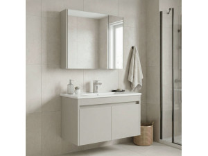 "Arno 85" Vanity Set with Mirror (2-Piece) - 85 x 45 x 52 cm - Cashmere 2