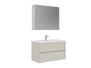 "Arno 85" Vanity Set with Mirror (2-Piece) - 85 x 45 x 52 cm - Cashmere