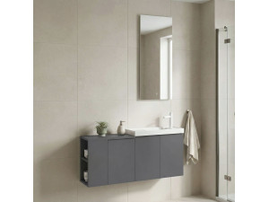 "Ferla 110" Vanity Set with Mirror (2-Piece) - 110 x 22 x 45 cm - Matte Gray 2