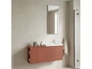 "Ferla 110" Vanity Set with Mirror (2-Piece) - 110 x 22 x 45 cm - Matte Cinnamon 2