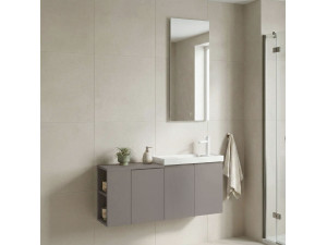 "Ferla 110" Vanity Set with Mirror (2-Piece) - 110 x 22 x 45 cm - Matte Mink 2
