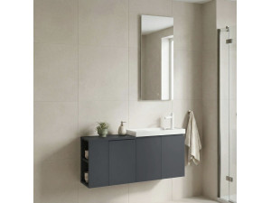 "Ferla 110" Vanity Set with Mirror (2-Piece) - 40 x 22 x 45 cm - Matte Anthracite 2