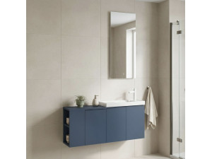 "Ferla 110" Vanity Set with Mirror (2-Piece) - 110 x 22 x 45 cm - Matte Blue 2