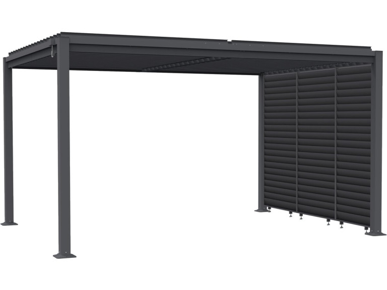 Howard" bioclimatic pergola with 3 galvanized steel louvers - 3 x 4 m - Grey