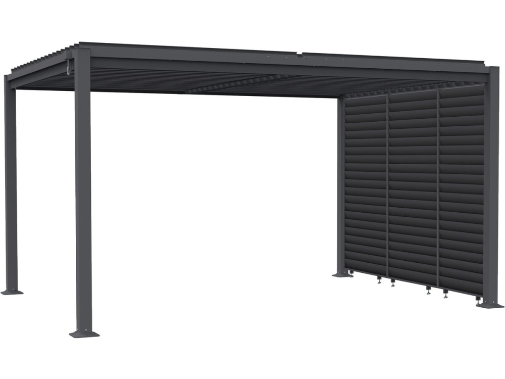 Howard" bioclimatic pergola with 3 galvanized steel louvers - 3 x 4 m - Grey