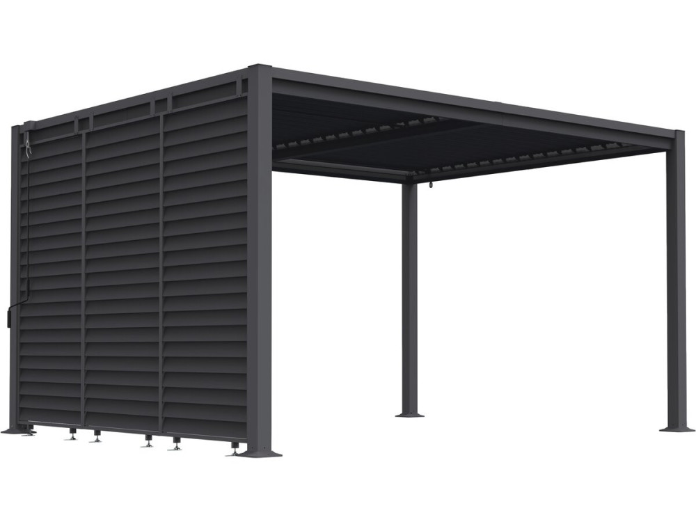Howard" bioclimatic pergola with 3 galvanized steel louvers - 3 x 4 m - Grey