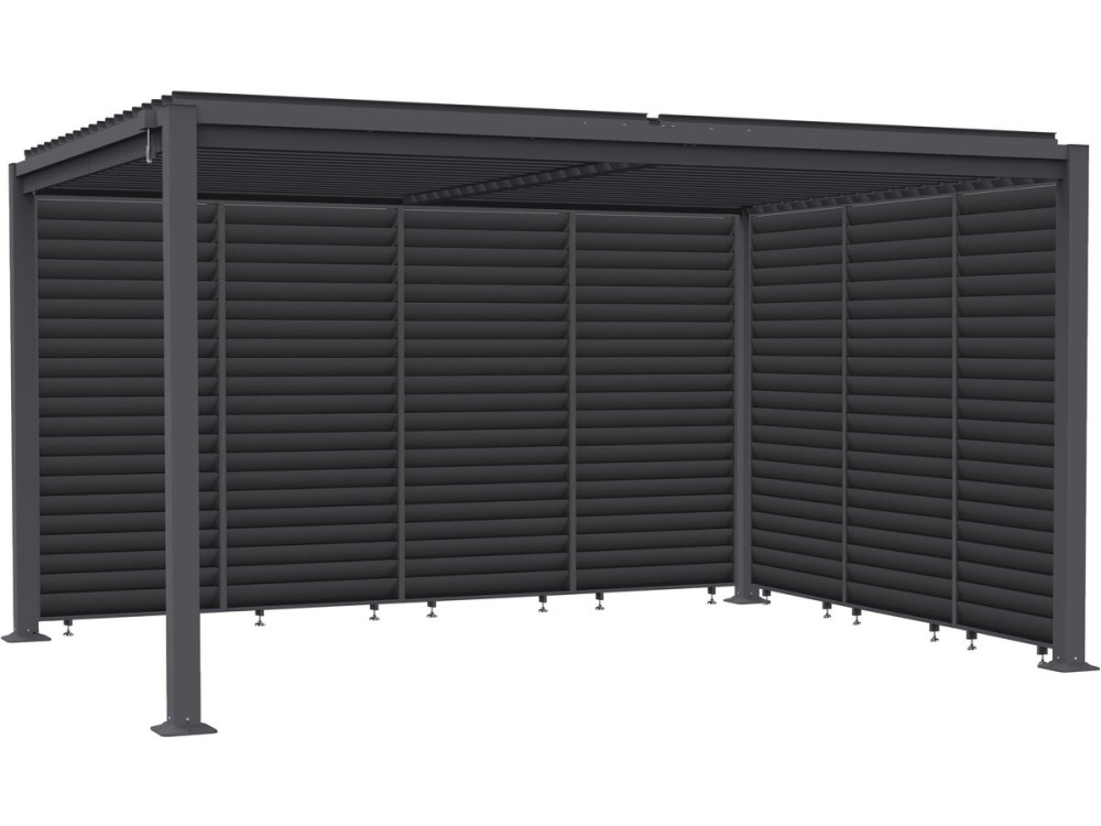 Howard" bioclimatic pergola with 7 galvanized steel louvers - 3 x 4 m - Grey