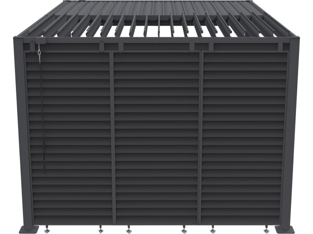 Howard" bioclimatic pergola with 7 galvanized steel louvers - 3 x 4 m - Grey