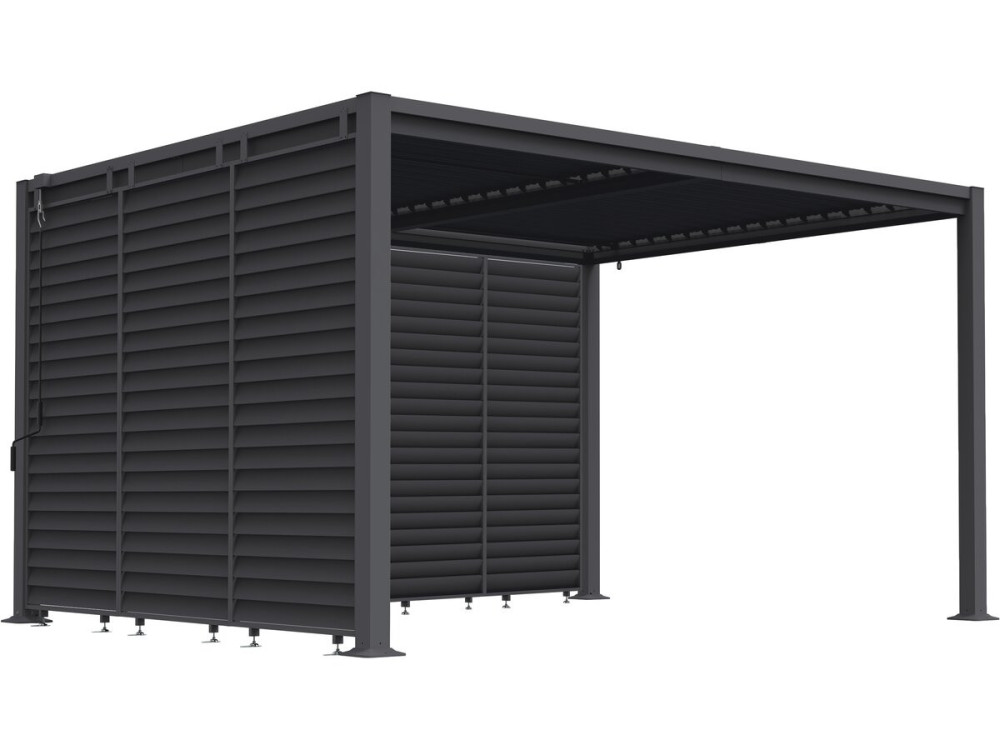 Howard" bioclimatic pergola with 7 galvanized steel louvers - 3 x 4 m - Grey