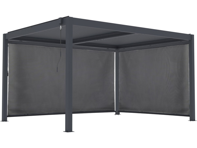 Bioclimatic pergola with led and 2 aluminium awnings "Windsor premium" - 3 x 4 m - Grey