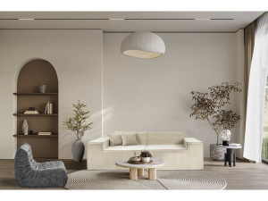 Modular upright sofa in textured fabric "Lusso" - 3 seater - Beige 2