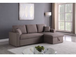 Convertible corner sofa "Alain" with storage space - 221 x 145 x 85 cm - 3 seater- Taupe colour 2